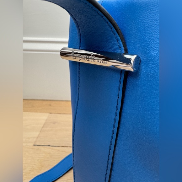 Lipault By The Seine Large Leather Bucket Bag Cobalt Blue Purse Crossbody Tote - Picture 7 of 16